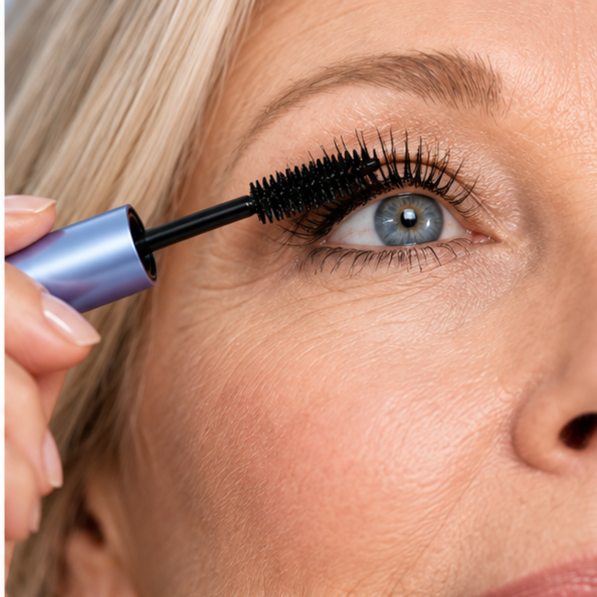 Mature woman applying mascara