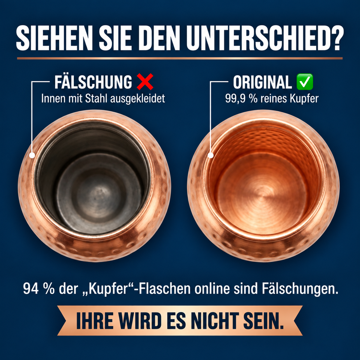 Pure Copper Water Bottle 950m
